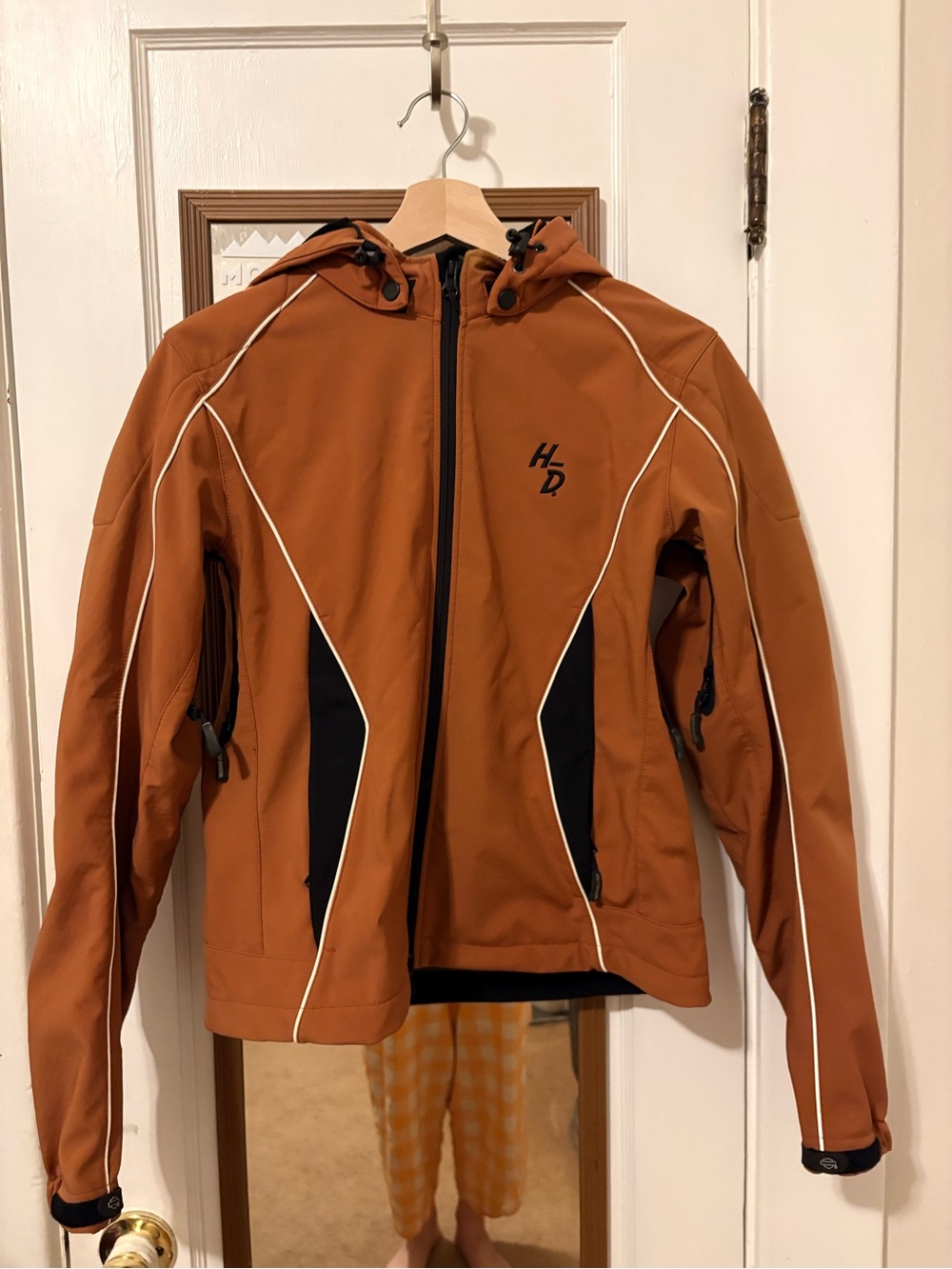 Harley-Davidson Rust Orange Hooded Utility Jacket with Black Accents